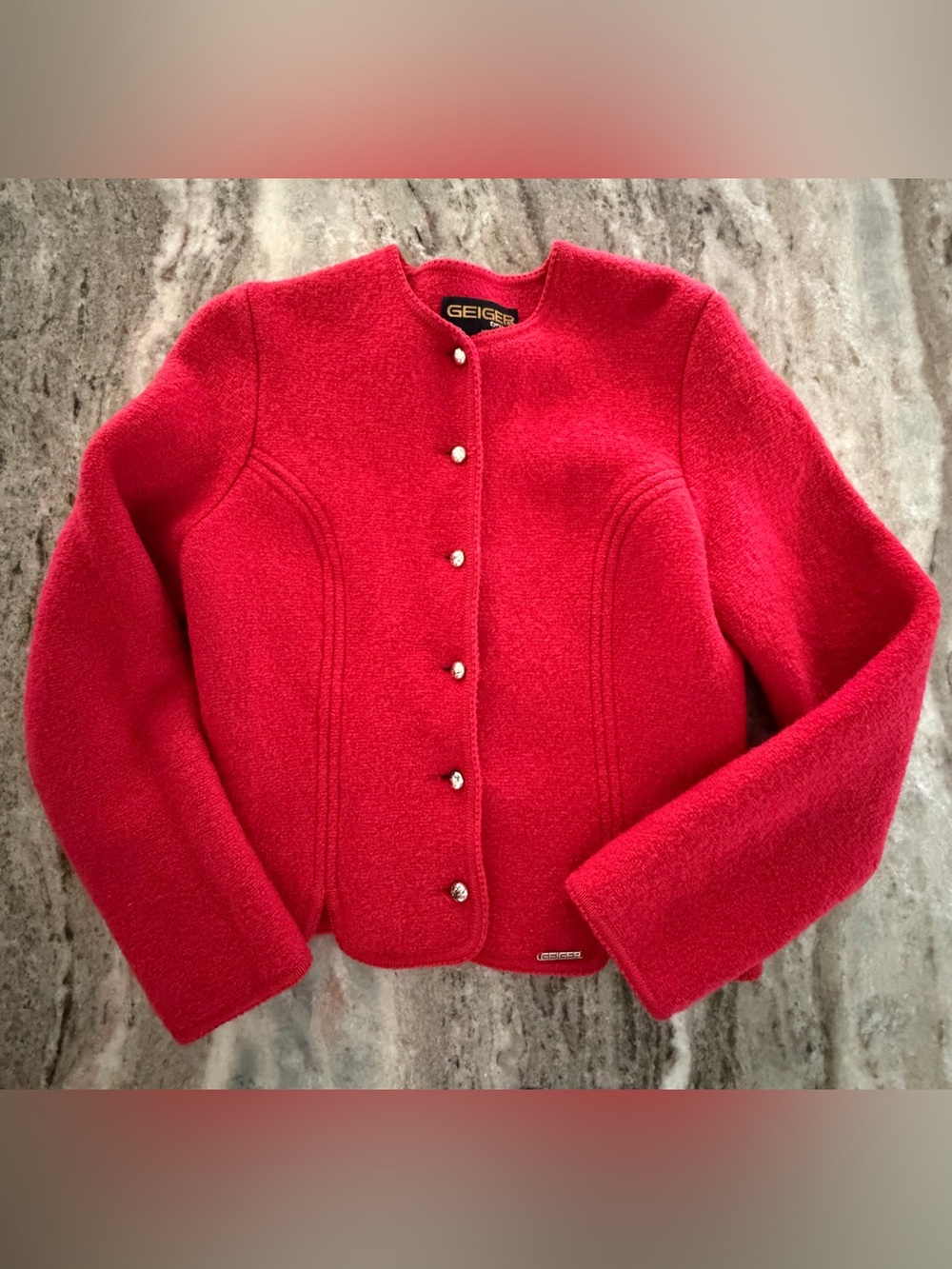 Vintage Geiger Tyrol Jacket Women’s Red Size 38 Boiled Wool Cardigan Sweater